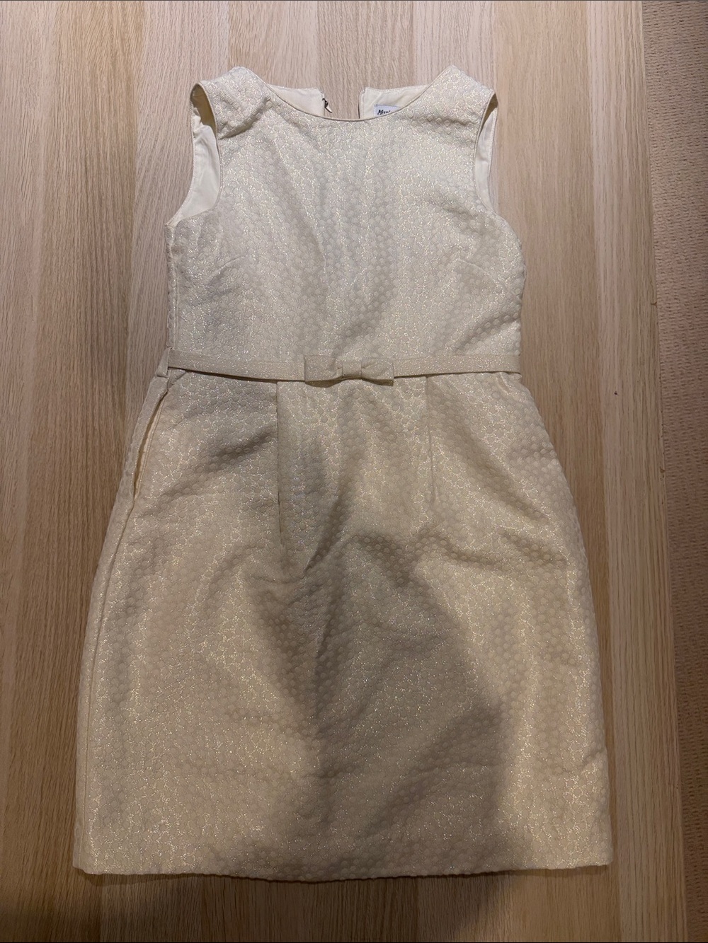 Girls' Cream Sparkle Bow-Accent Formal Dress
